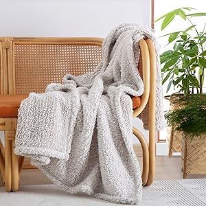Ultra Soft Cozy Sherpa Throw Blanket, 2 Tones Ombre Light Brown Pattern Reversible, Light Weight ... | Amazon (US)