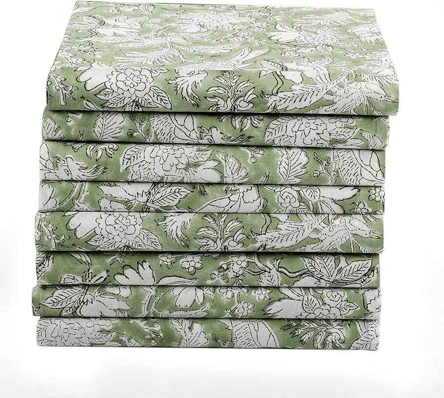 Cotton Print Club Napkin 100% Cotton Block Print Cotton Dinner Napkins Set of 6 | 18x18 Inches | ... | Amazon (US)