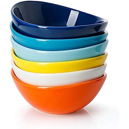 Sweese 102.003 Porcelain Bowls - 18 Ounce for Cereal, Salad, Dessert - Set of 6, Cool Assorted Co... | Amazon (US)