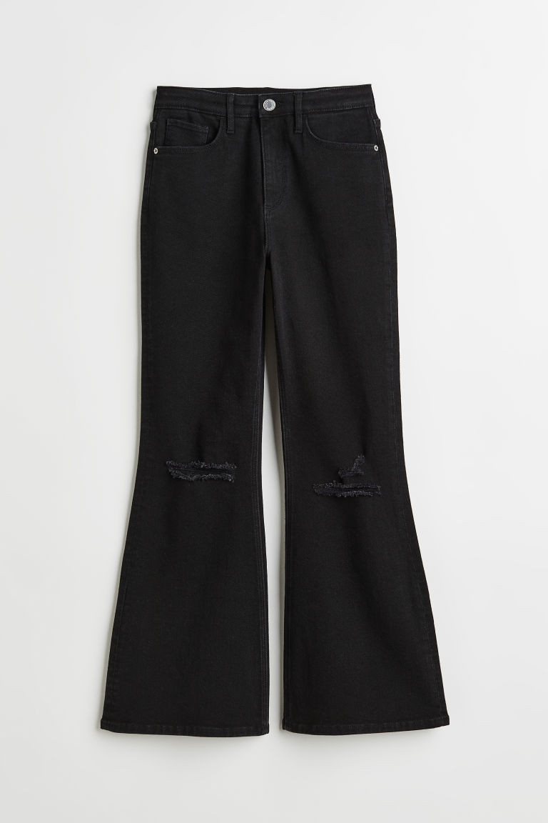 H & M - Comfort Stretch Flare Fit High Jeans - Black | H&M (US + CA)