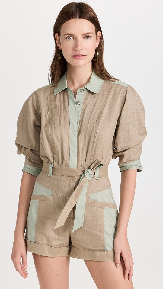 Aliza Draped Texture Utility Romper | Shopbop