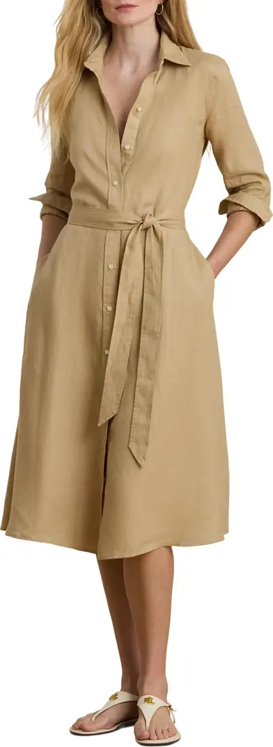 Belted Linen Shirtdress | Nordstrom