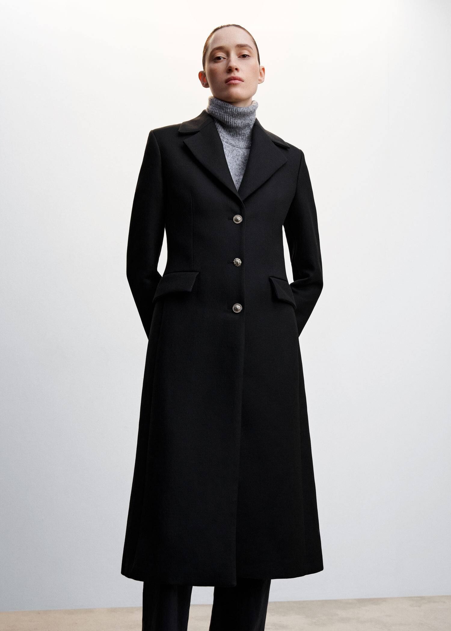 Metallic buttoned coat -  Women | Mango USA | MANGO (US)