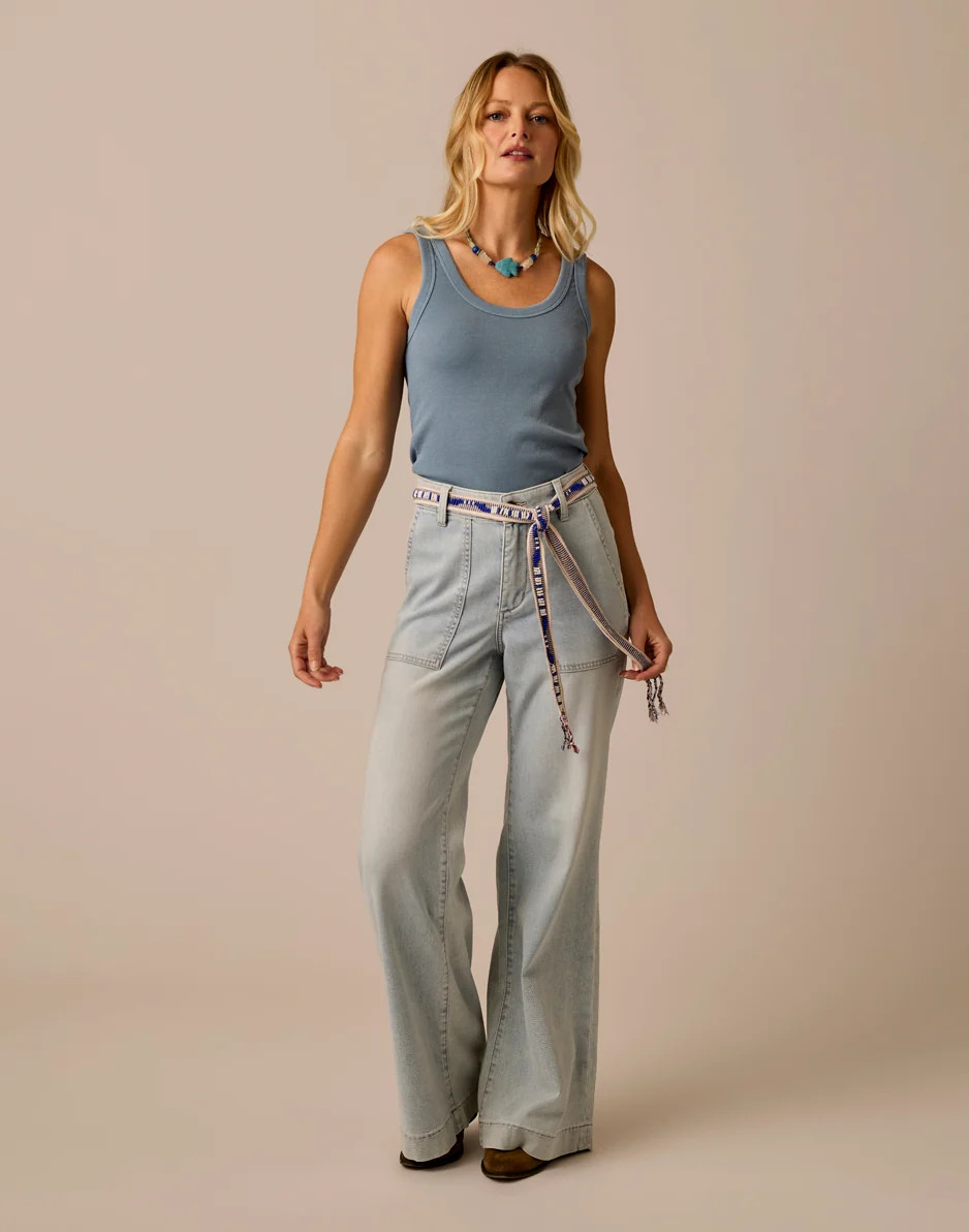 Farrah Lightweight Denim Wide Leg: Savannah | Carve Designs