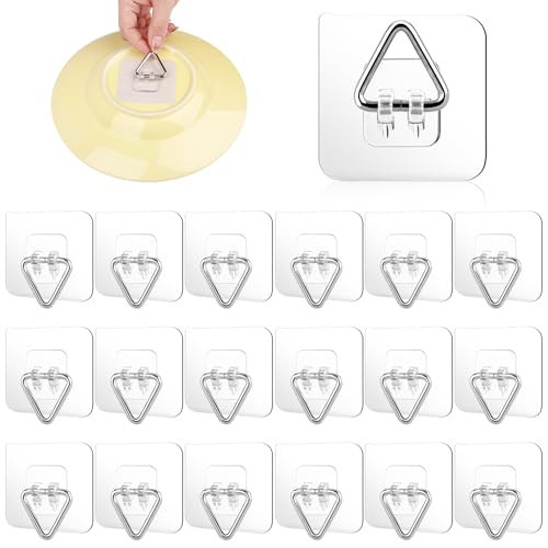 18 Pack Adhesive Plate Hangers for The Wall, 2.25" Invisible Picture Hanger | Amazon (US)