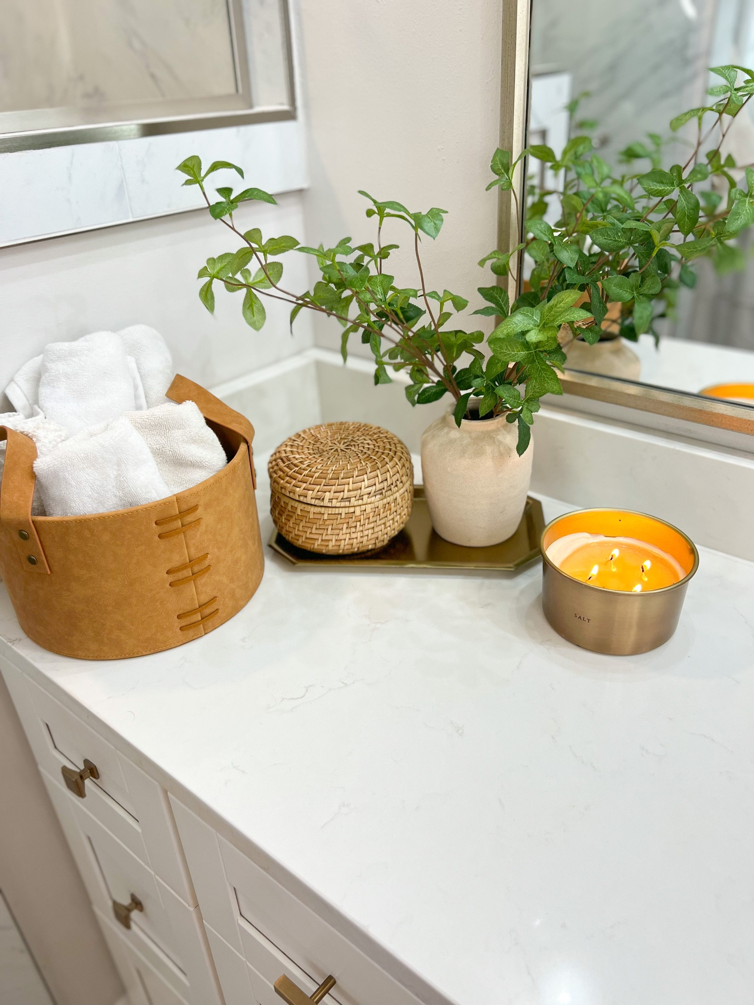 The new Hearth & Hand line at target is available to shop now. Includes New decorative accent, Brass home decor, a new gold lamp, beautiful faux arrangements, new candles, and other home decor accessories like this woven basket and leather basket 

#LTKstyletip #LTKunder50 #LTKhome