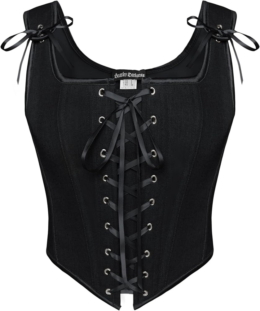 Scarlet Darkness Renaissance Corset Tops for Women Vintage Lace Up Overbust Bustier Bodice | Amazon (US)