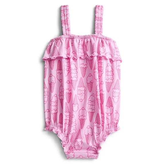 Wonder Nation Baby Girls' Ruffle Print Tank Romper, Sizes 0M-24M | Walmart (US)