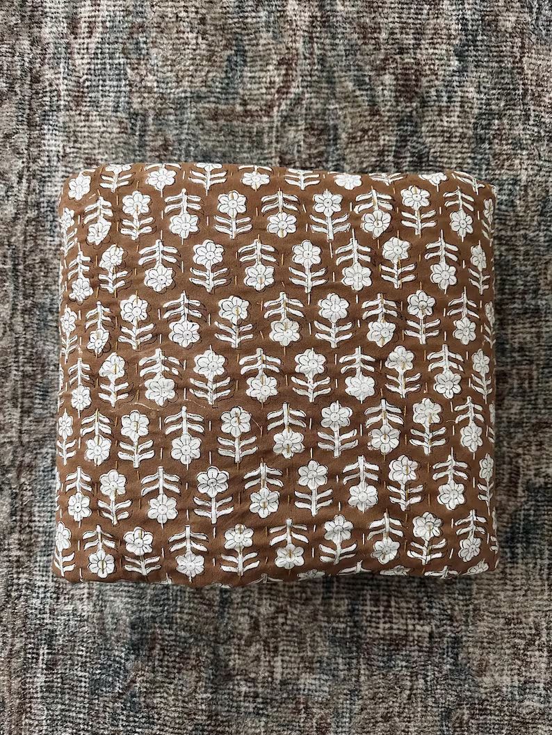 Sepia Brown Kantha Quilt/Kantha Quilt king/Handmade Cotton Comforter/Kantha quilt Queen/Kantha Be... | Etsy (US)