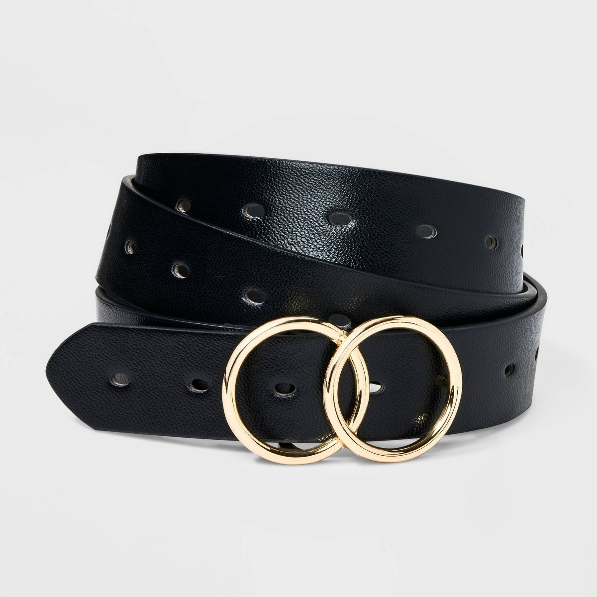 Women's Double Buckle Belt - Ava & Viv™ Black 2X | Target