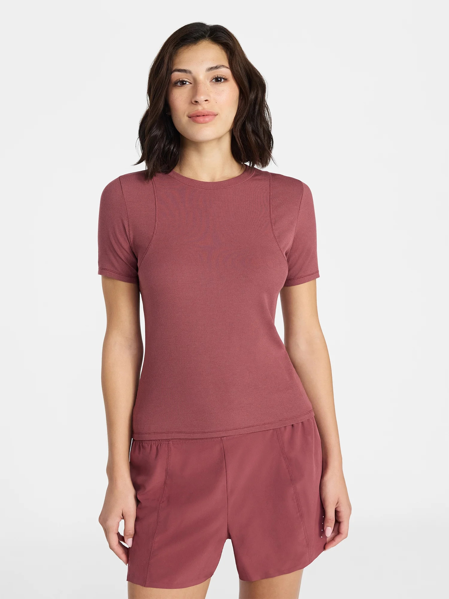 Avia Women's Ribbed T-Shirt with Short Sleeves, Sizes XS-XXXL | Walmart (US)