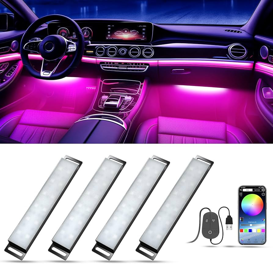 Honalia Car LED Lights Interior, RGB Interior Car Lights with App Control and Music Sync, USB Und... | Amazon (US)