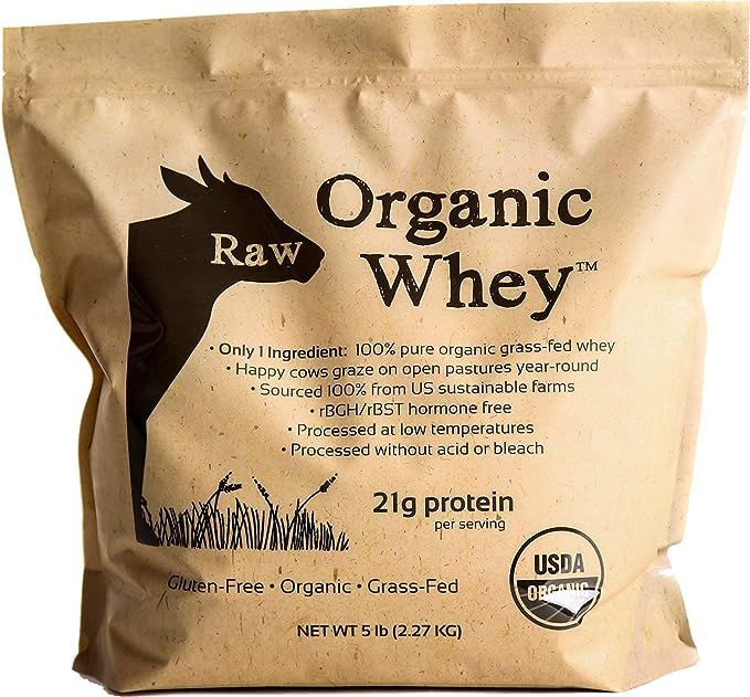 Raw Organic Whey 5LB - USDA Certified Organic Whey Protein Powder, Happy Healthy Cows, COLD PROCE... | Amazon (US)