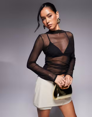Missyempire long sleeve mesh top in black | ASOS (Global)