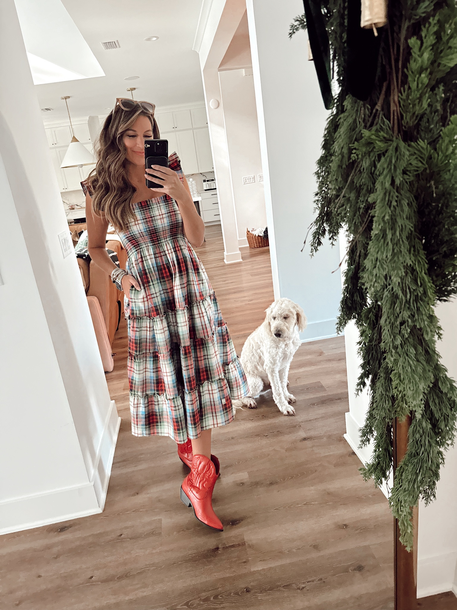 Nap dress fit is tts 
Holiday plaid tartan 
Shop dandy 
