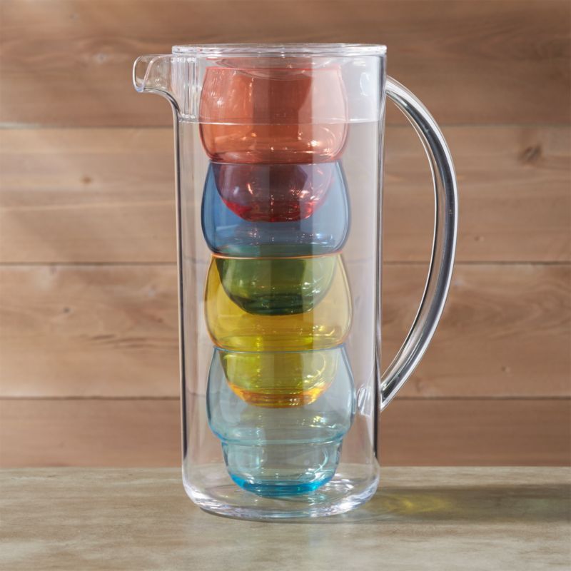 Pitcher with 4 Bubble Tumblers + Reviews | Crate and Barrel | Crate & Barrel