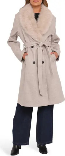 Petal & Pup Nina Belted Faux Fur Collared Coat | Nordstrom | Nordstrom