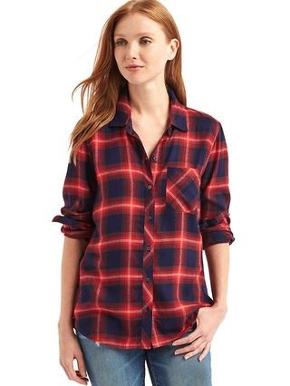 Soft plaid boyfriend shirt | Gap US