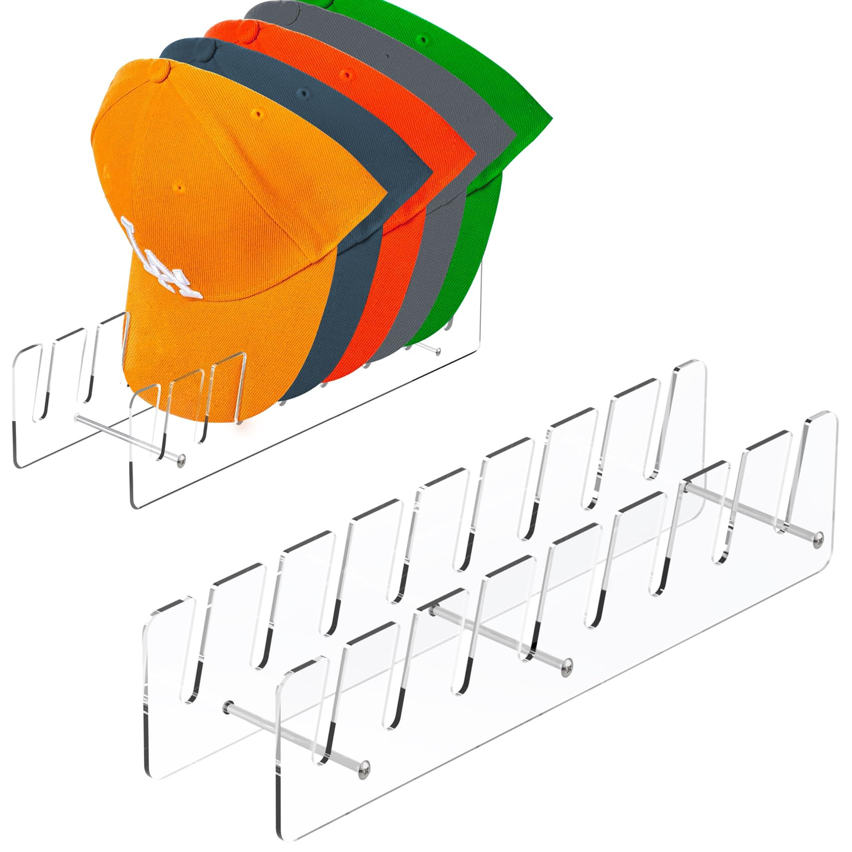 Hat Stand Organizer for Baseball Caps, Acrylic Hat Holder & Rack, 2PCS Clear Stand for 16 Caps, I... | Amazon (US)