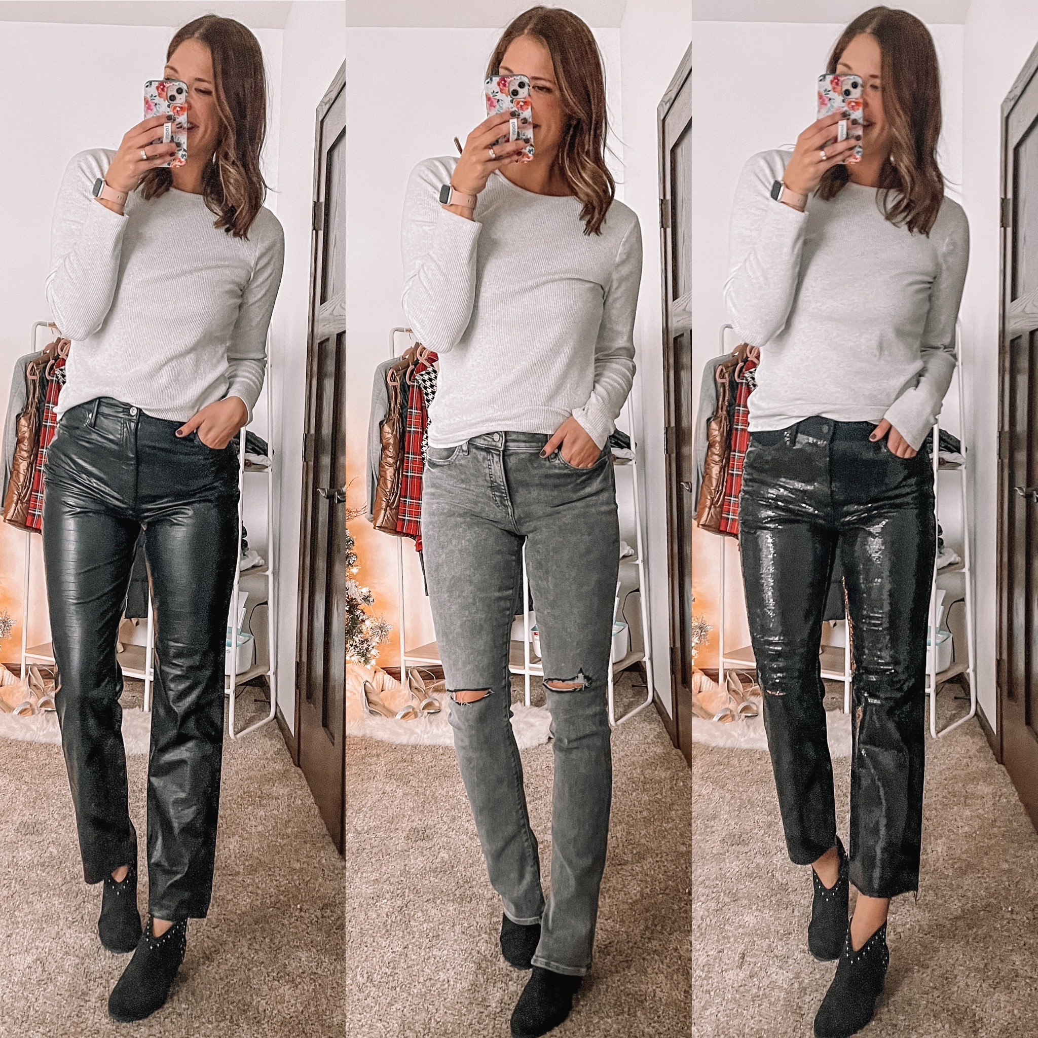 Black sequin jeans size 10 long
Gray skyscraper jeans size 10 long 
Croc faux leather pants size 10 long

#LTKsalealert #LTKunder50 #LTKSeasonal