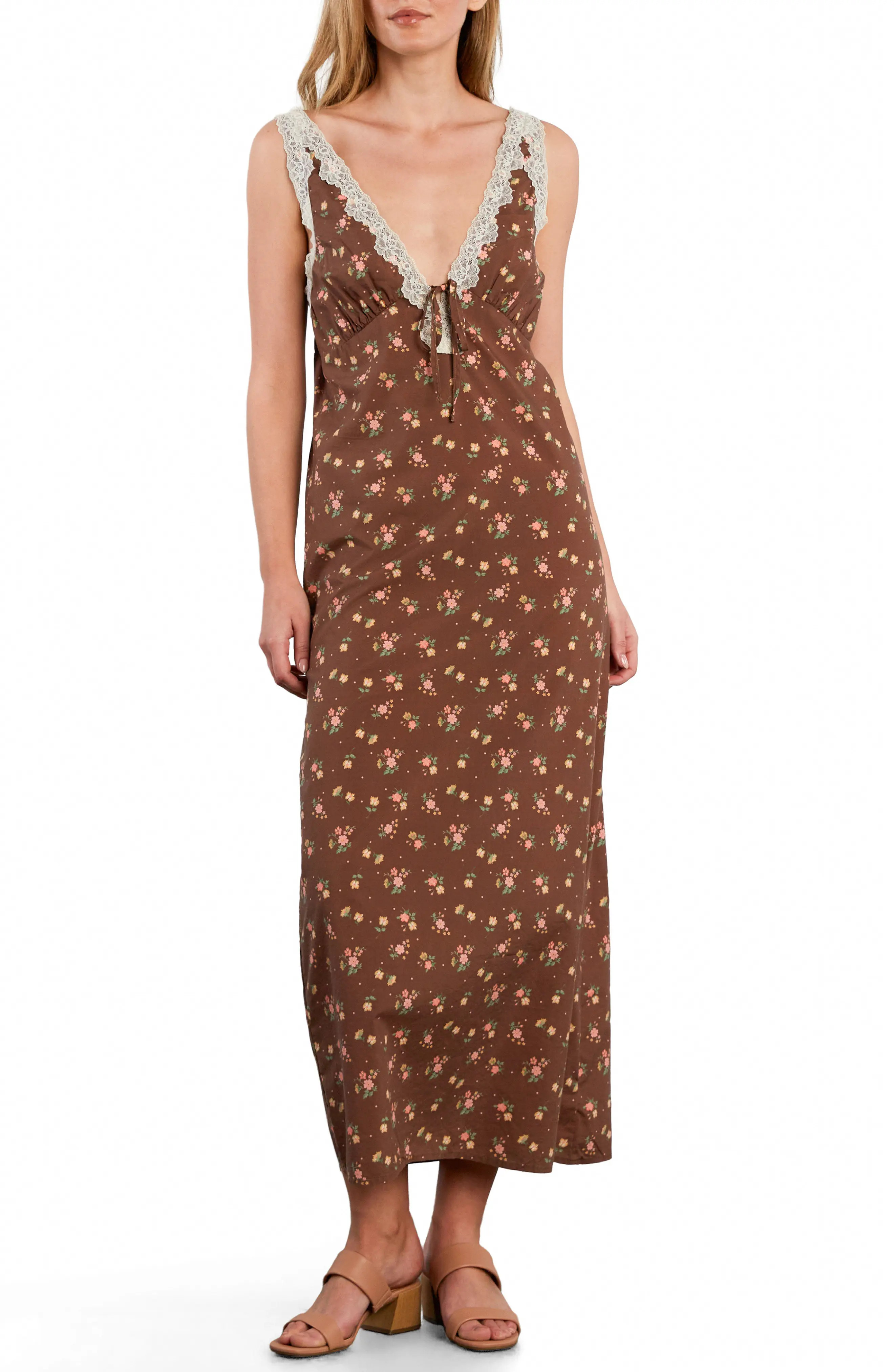 Billy T Victorian Sunset Lace Trim Slip Midi Dress (Women) | Nordstrom | Nordstrom