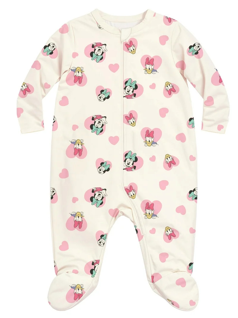 Minnie & Daisy Baby Girl Printed Long Sleeve Footed Sleep N Play, Sizes Newborn- 9 Months | Walmart (US)