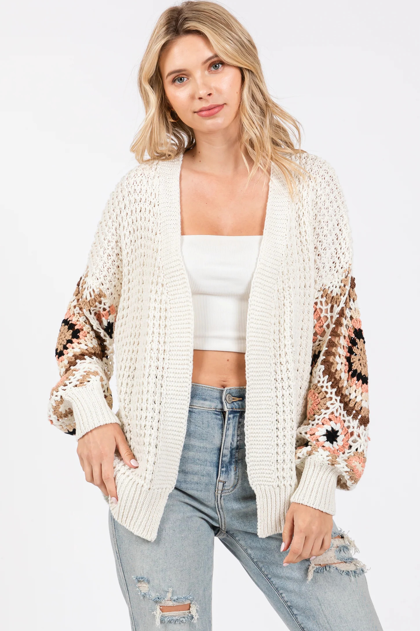 White Sleeve Crochet Cardigan | PinkBlush Maternity