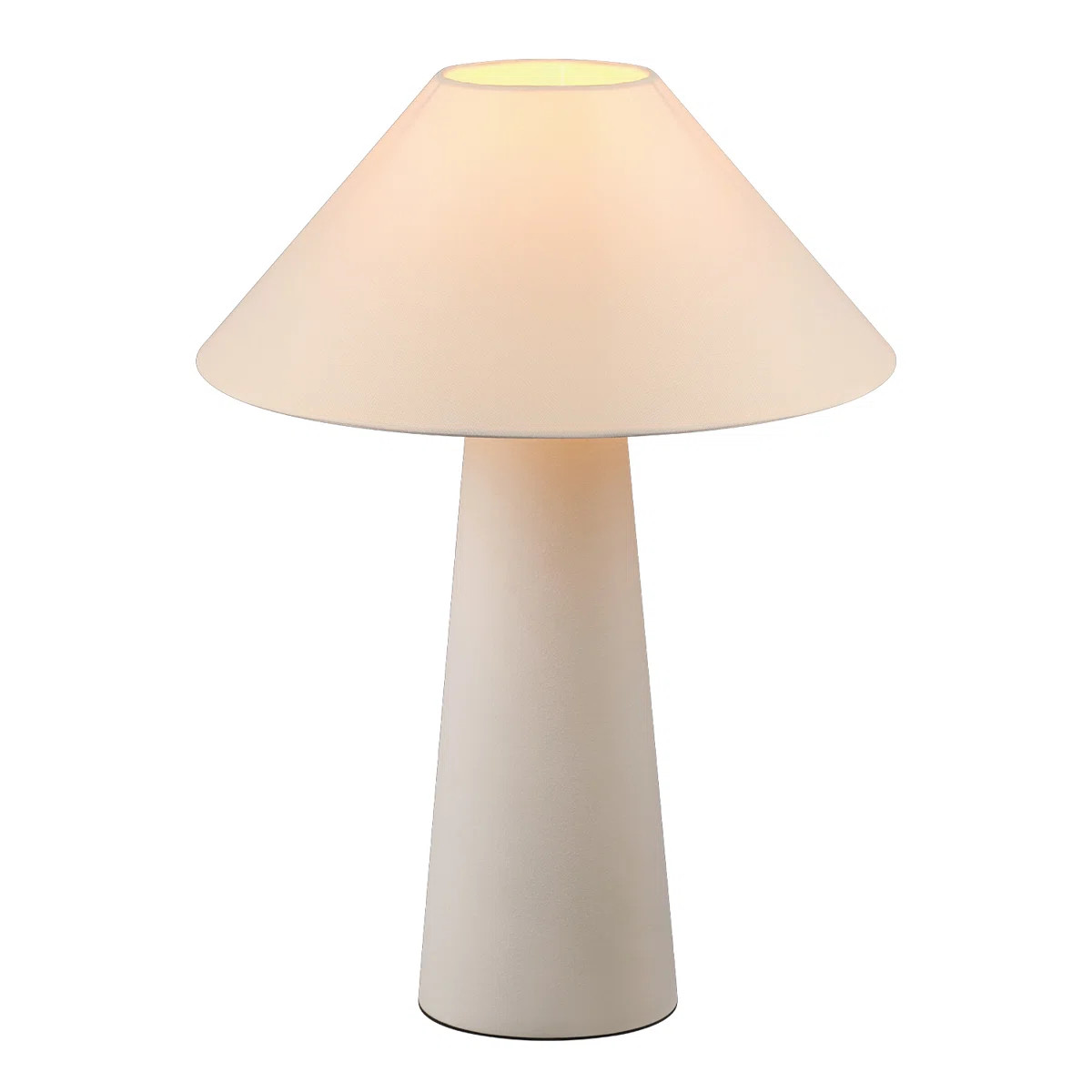 Novogratz X Globe 18" Ceramic Table Lamp, Matte Cream, Off-White Tapered Fabric Shade, In-Line Ro... | Wayfair North America