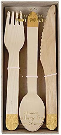 Amazon.com: Meri Meri Gold Wooden Cutlery Set - Pack of 24 in 3 Utensils - Beautifully Crafted Wo... | Amazon (US)