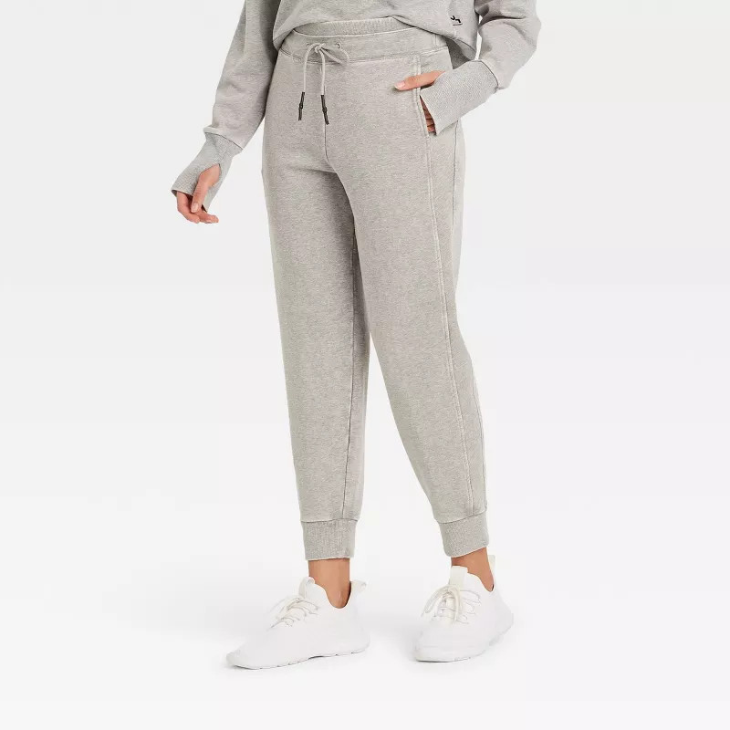 Women's Mid-Rise French Terry Acid Wash Jogger Pants - JoyLab™ | Target