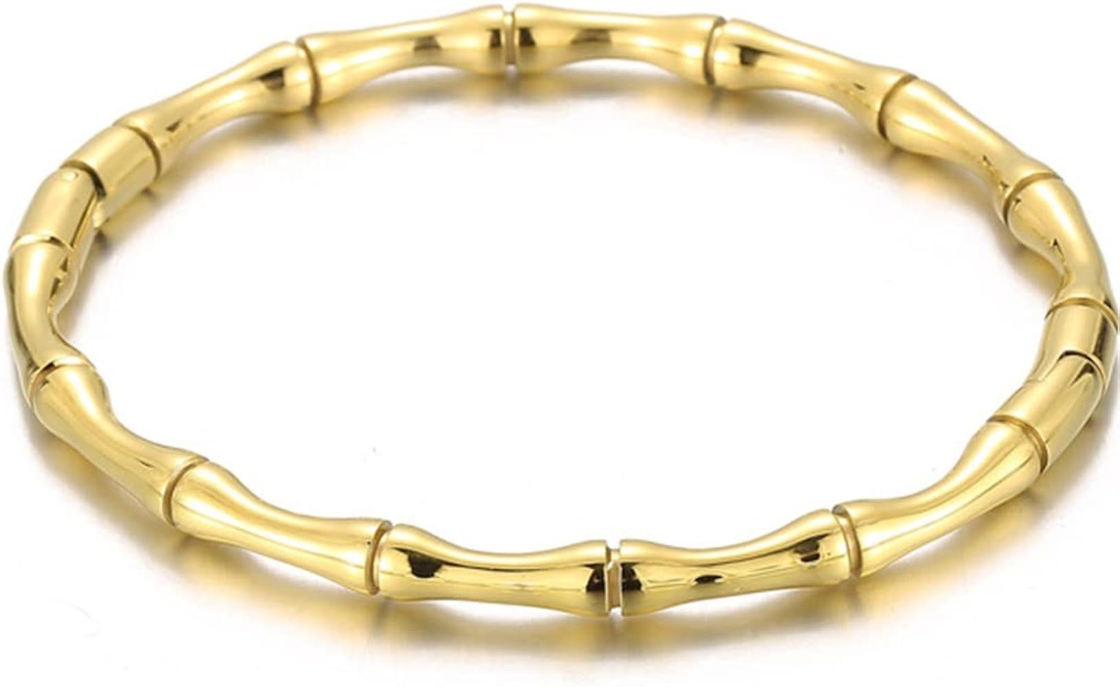 Jude Jewelers Stainless Steel Bamboo Style Classic Plain Open Clasp Bangle Bracelet | Amazon (US)
