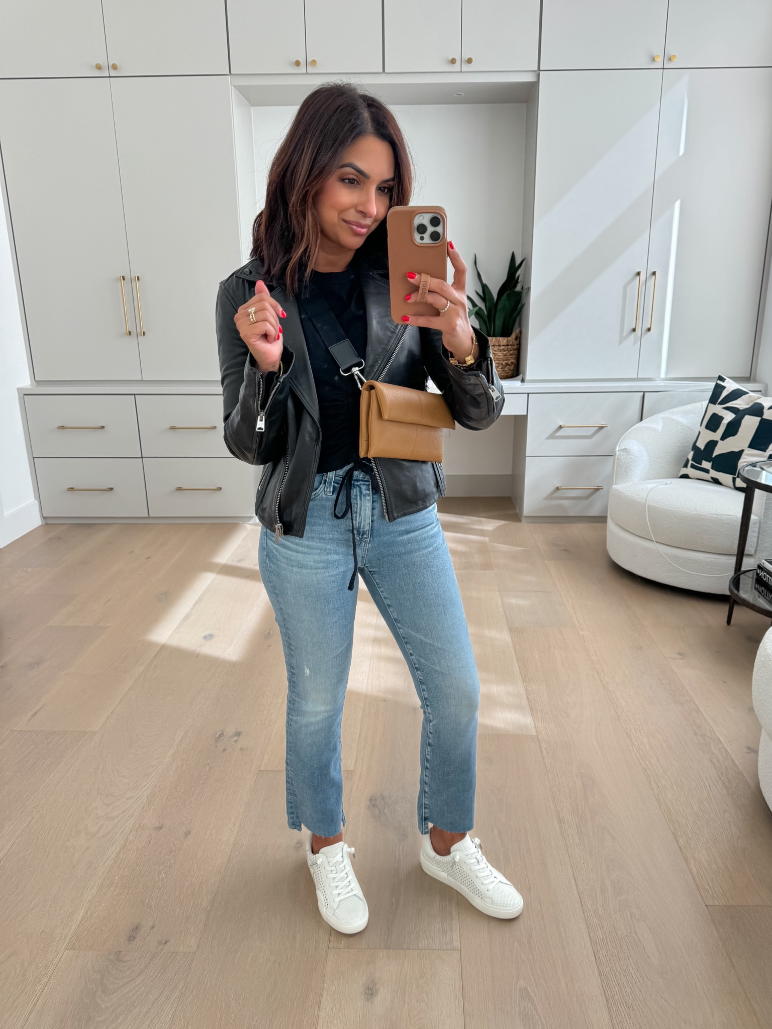 Wearing a size 2 in my favorite all saints leather jacket, size 24 denim, xs tee and TTS in sneakers 

#LTKStyleTip #LTKxNSale