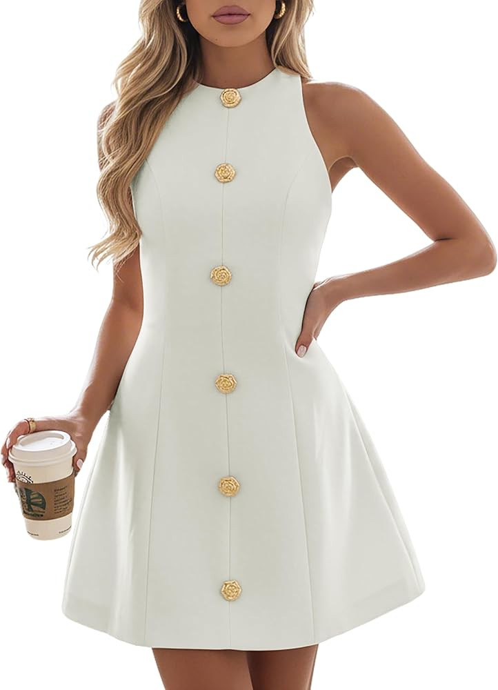 Women's Sleeveless Cocktail Mini Dresses 2026 Summer Elegant Party A Line Business Casual Work Fo... | Amazon (US)