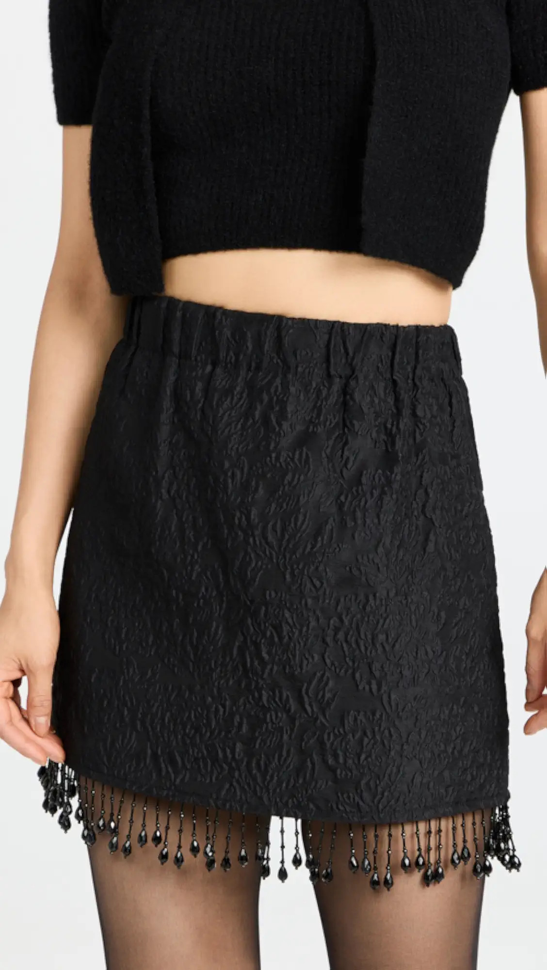 Jacquard Organza Bead Fringe Miniskirt | Shopbop