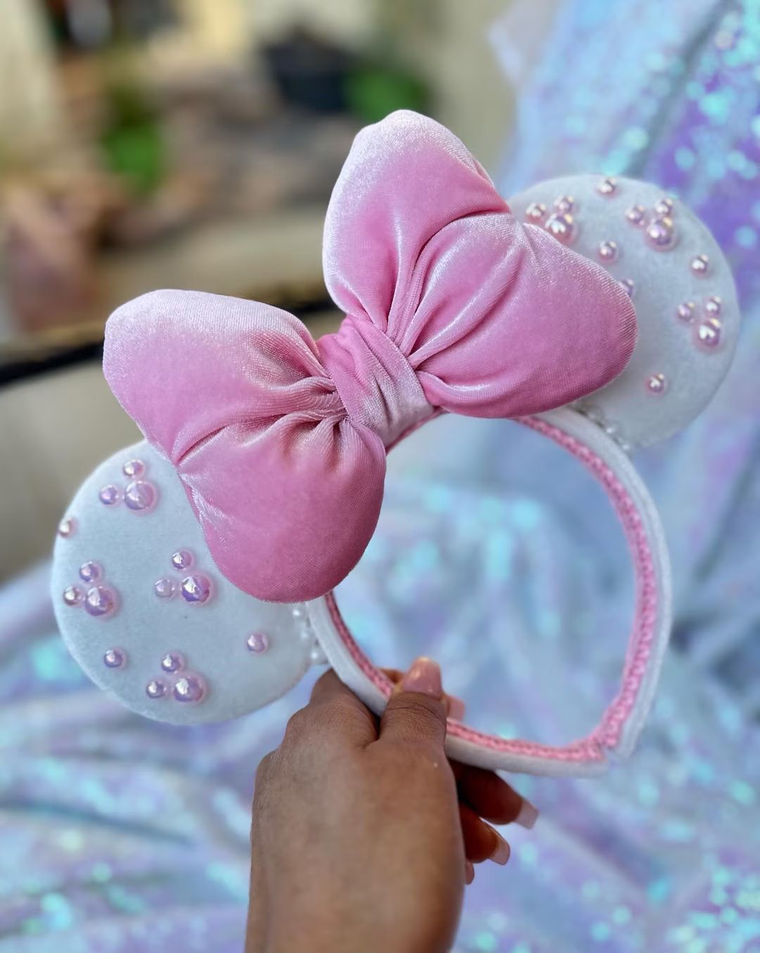 Pink Pearls Minnie Ears - Etsy | Etsy (US)