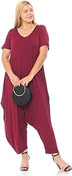 Pastel by Vivienne Women's Short Sleeve Harem Jumpsuit Plus Size | Amazon (US)