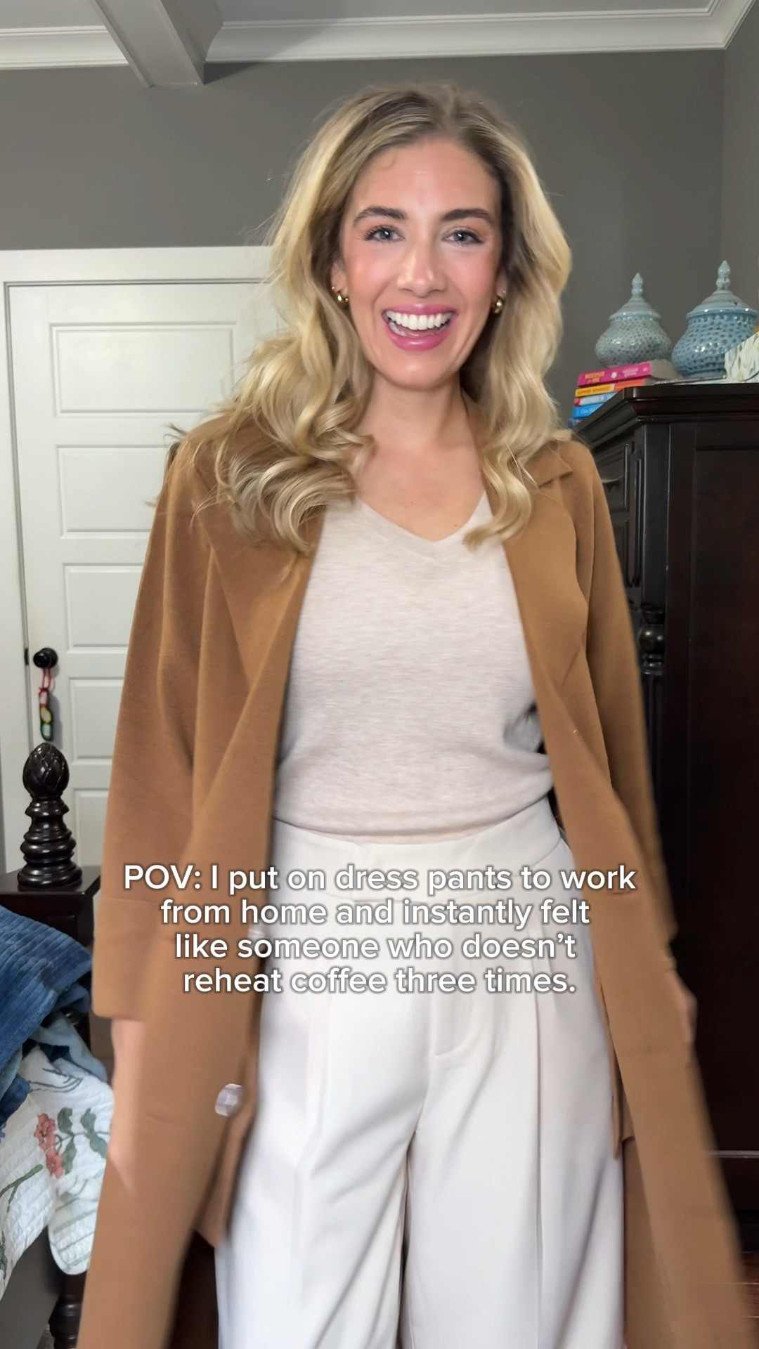 Sometimes you throw on the neutrals and let your lipstick do the talking. I’ll be honest, I wasn’t sure if I’d love this cardigan jacket, but I’ve worn it soooo many times. From jeans or dress pants to sweatpants. It is so comfortable. Sourced super affordable woven dress pants that have elastic in the back. Hello comfort! 

#LTKSaleAlert #LTKCyberWeek #LTKWorkwear