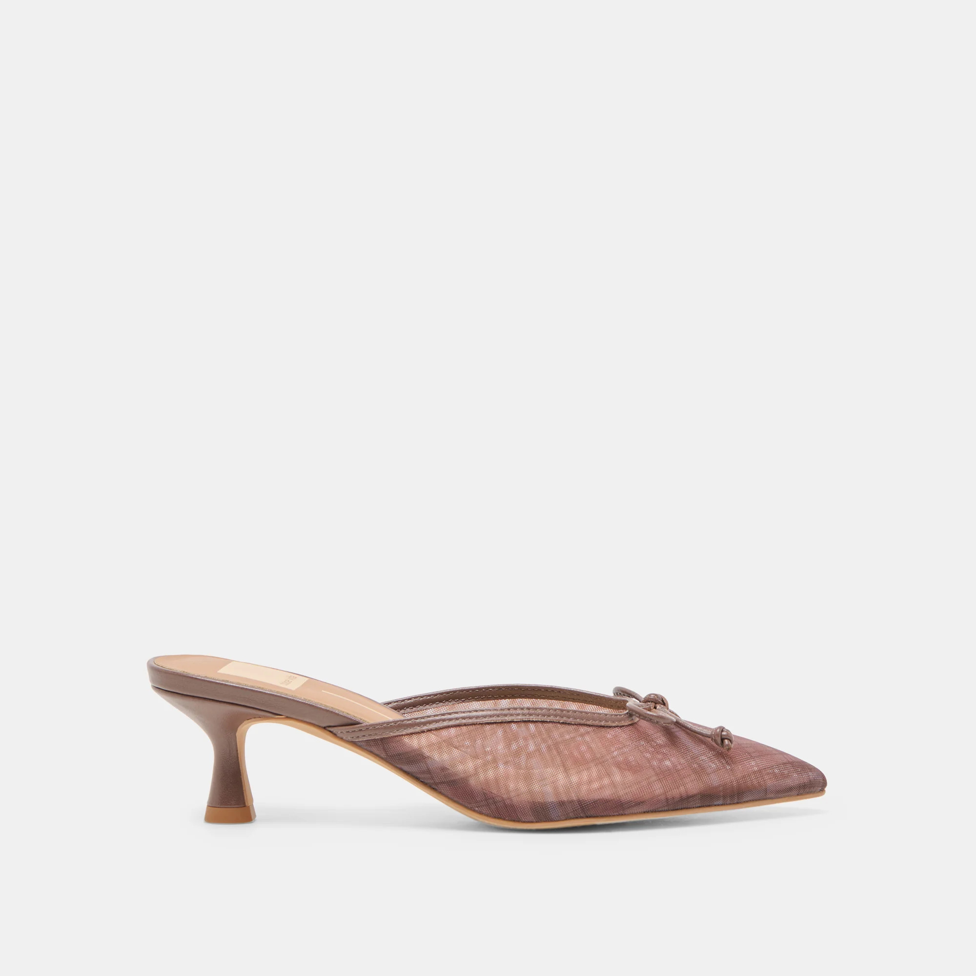 Cleo Heels Cognac Plaid Mesh | DolceVita.com