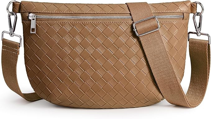 KALIDI Woven Crossbody Bags for Women Travel Vegan Leather Fanny Packs for Woman Cross Body Purse... | Amazon (US)