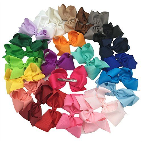 XIMA Grosgrain Ribbon Hair Bows with Alligator Hair Clips for Baby Gils 6inch big Bows Hair Accessor | Amazon (US)