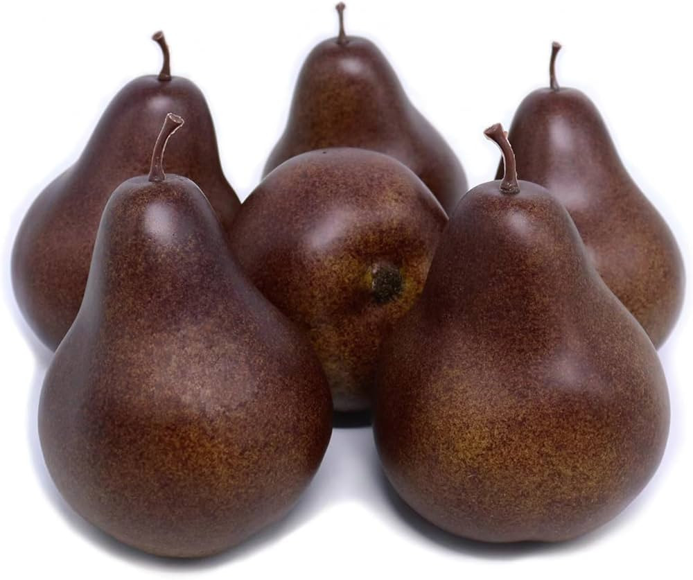 6pcs Fake Pears Artificial Fruits Vivid Brown Pears for Home Fruit Shop Supermarket Desk Office R... | Amazon (US)