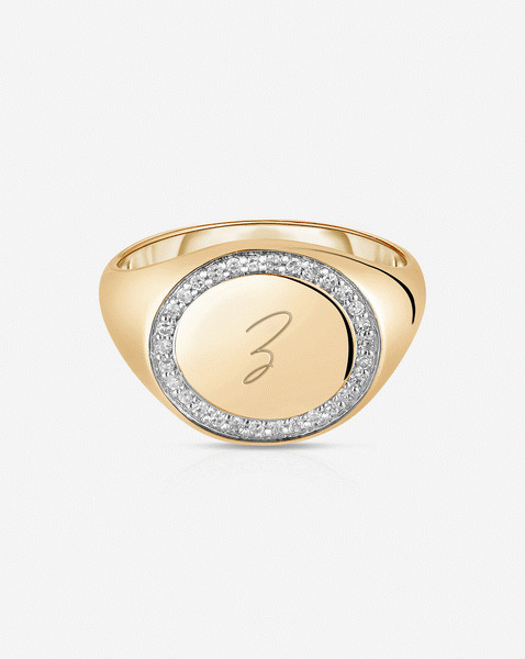 Pavé Diamond Border Signet Ring | Ring Concierge