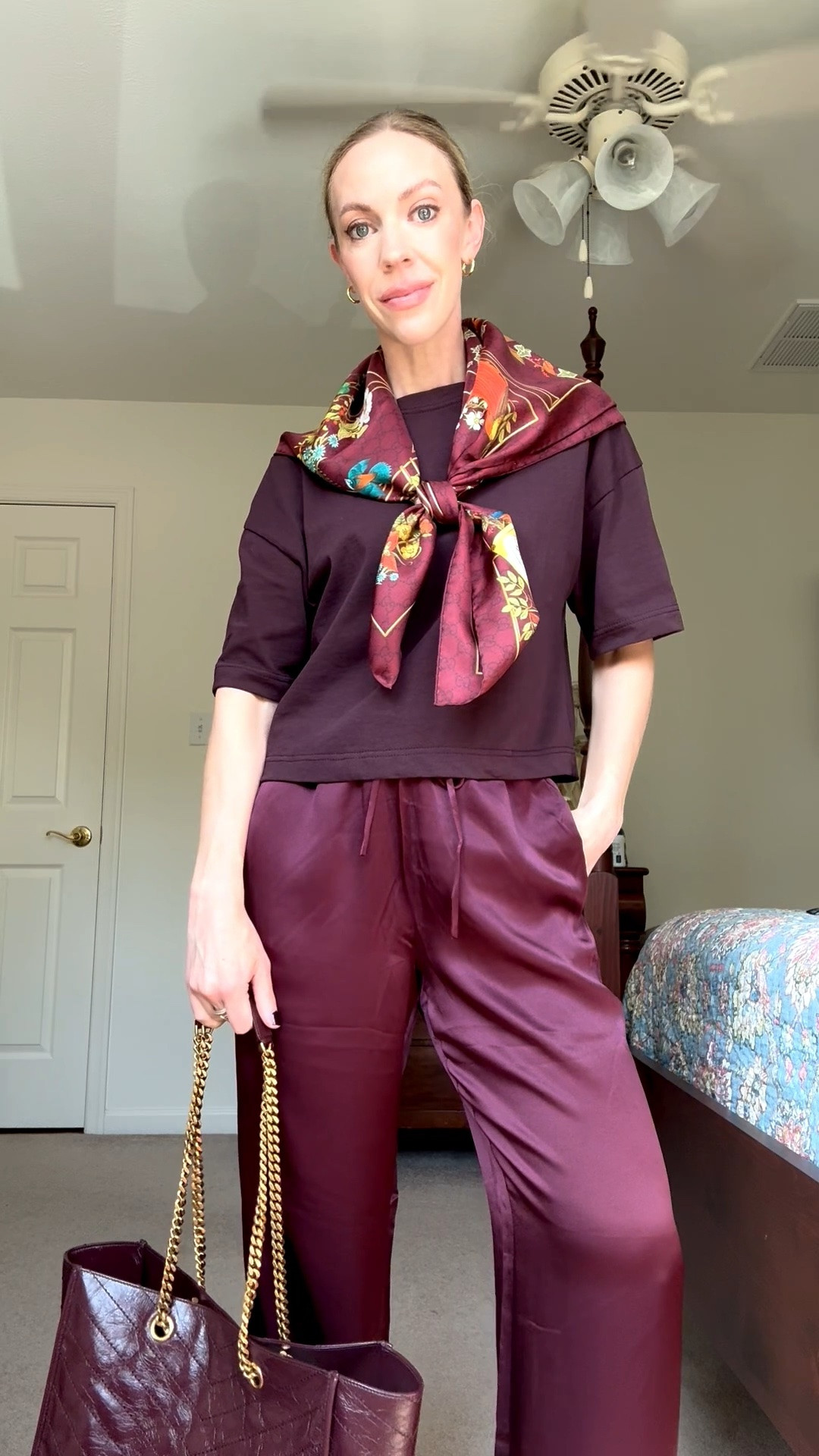 Styling silk pants for late summer and early fall - under $100

Date night outfit, workwear, burgundy silk pants, transitional season

#LTKOver40 #LTKSeasonal #LTKWorkwear