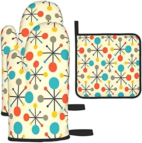 Mid Century Fifties Modern Atomic Retro Colors Oven Mitts and Pot Holders Sets Heat Resistant 3 P... | Amazon (US)