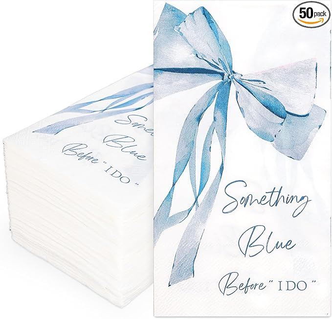 JarThenaAMCS 50 Pcs Blue Bow Guest Napkins Bowknot Disposable Napkins Something Blue Before I Do ... | Amazon (US)