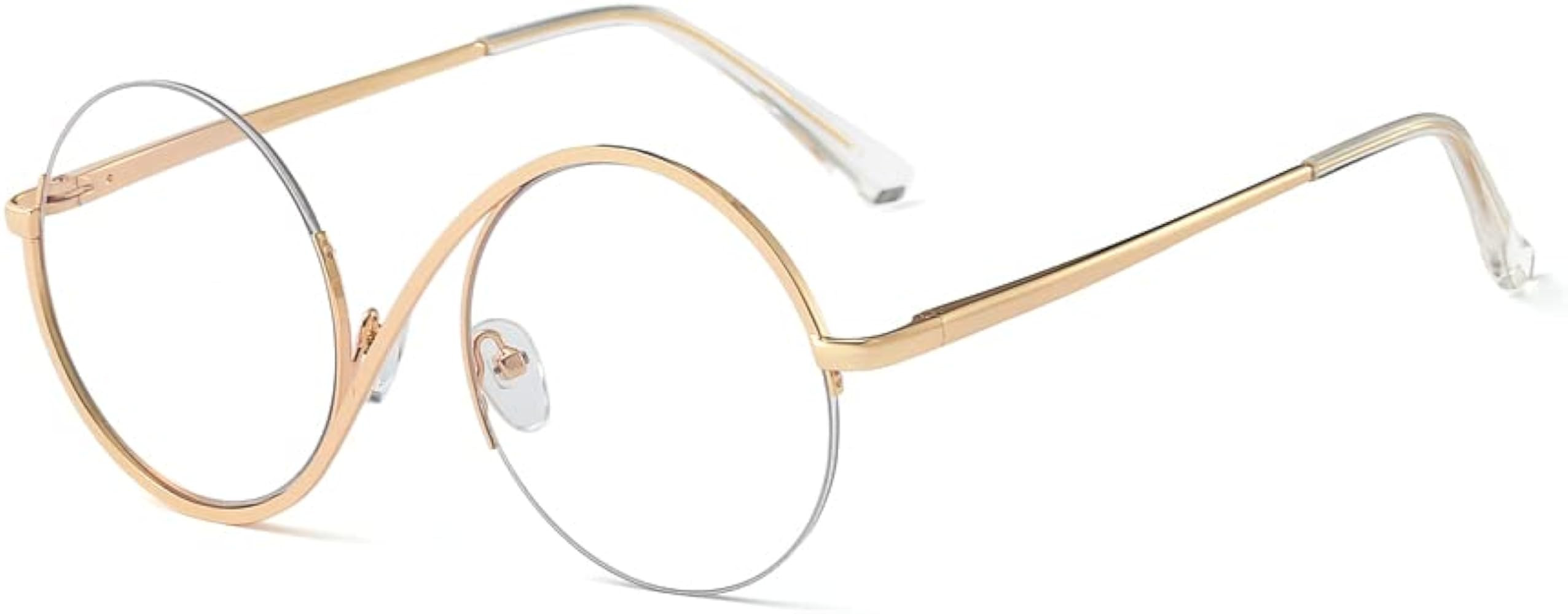 kachawoo Half Rimless Eyeglasses Glasses Frame 8 S Shape Metal Round Anti Blue Light Ray Eyewears | Amazon (US)