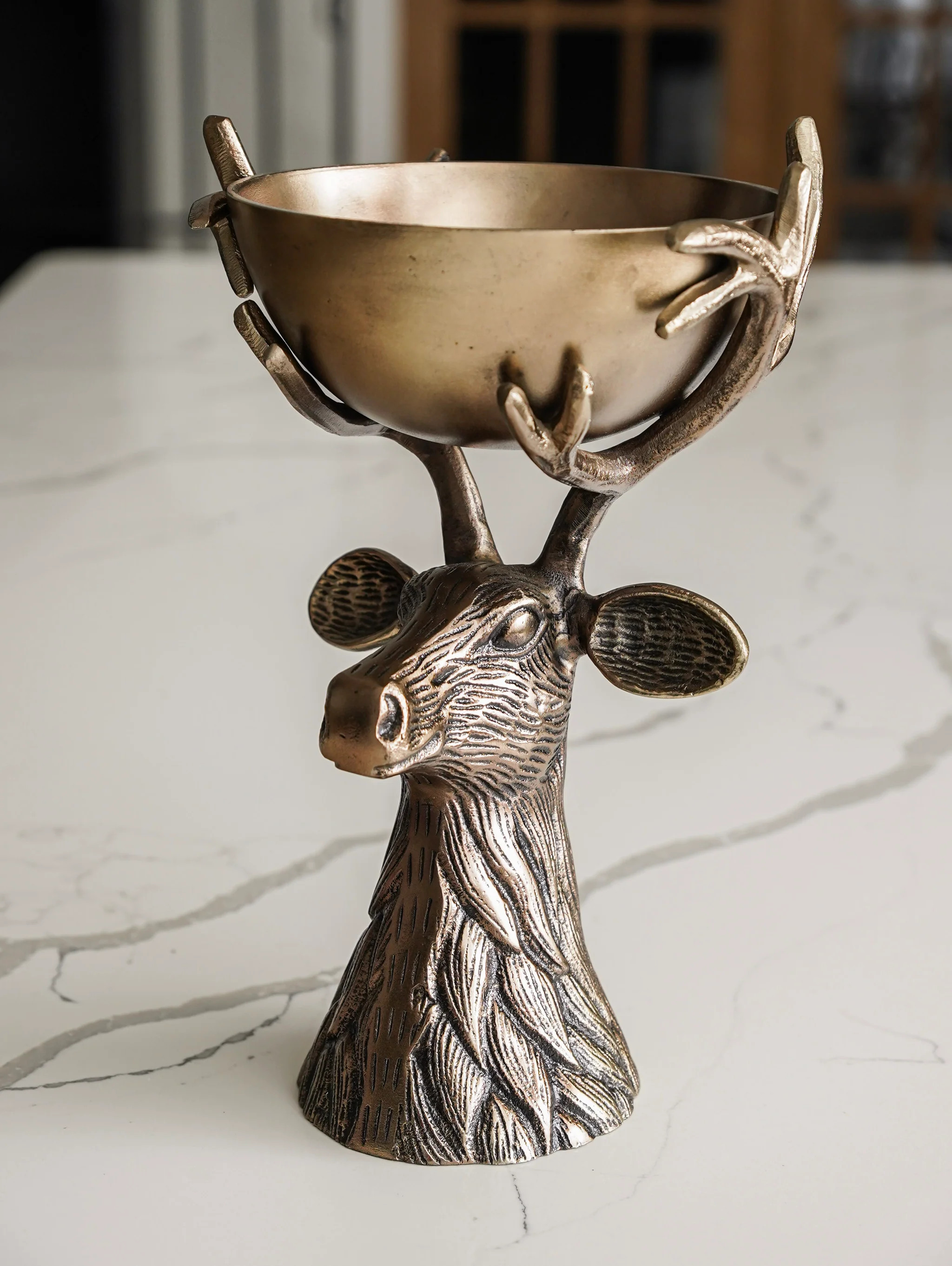 Antique Gold Deer Head Bowl | MJHome