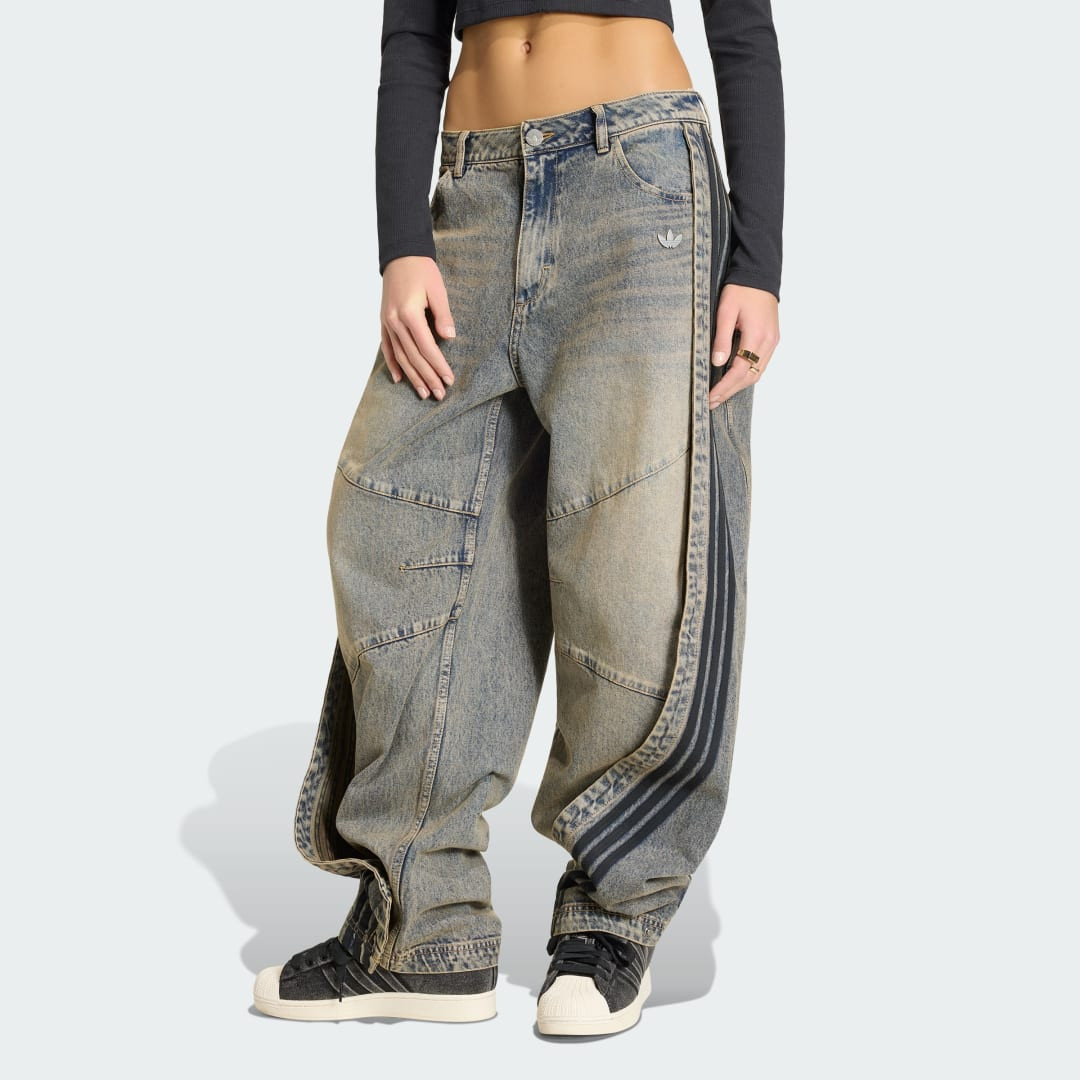 adidas ADILENIUM 5.0 BANANA OVERLAY DENIM PANTS Chalky Brown 28/34 - Womens Originals Pants | adidas (US)