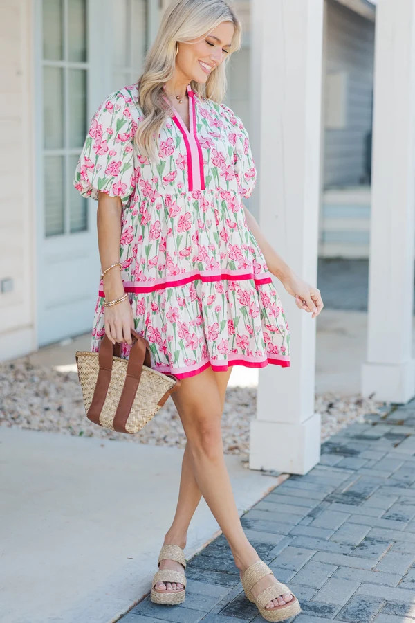 The Sensitive Pink Floral Dress | The Mint Julep Boutique