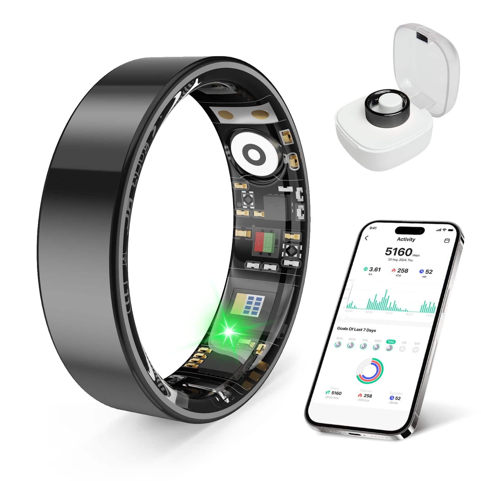 PRIMEPLUS - Smart Ring Health Tracker for Men Women, Sleep/Stress/Exercise Monitor, IP68, Long Battery, No Subscription - Black - (2025) | Best Buy U.S.